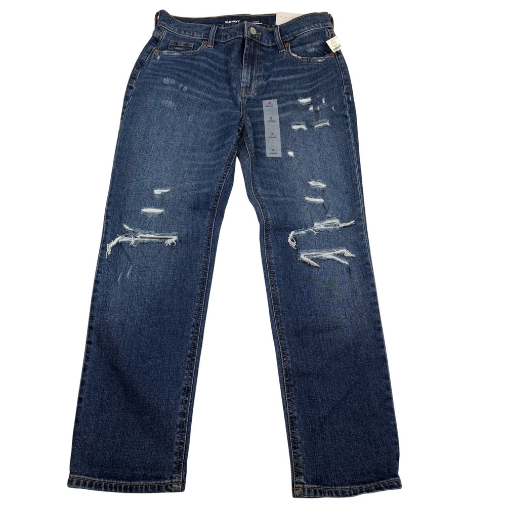 Old Navy Mid Rise Boyfriend Distressed Jeans Medium Wash Size 2 734758-00-1